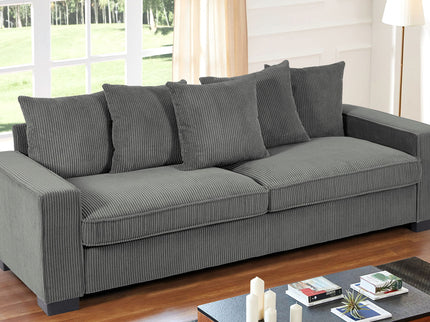 Luxe Sofa With 5 Matching Toss Pillows, Sleek Design, Spacious And Comfortable 3 Seater Couch