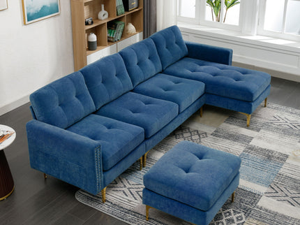 Modern L - Shape Convertible Sectional Sofa With Movable Ottoman