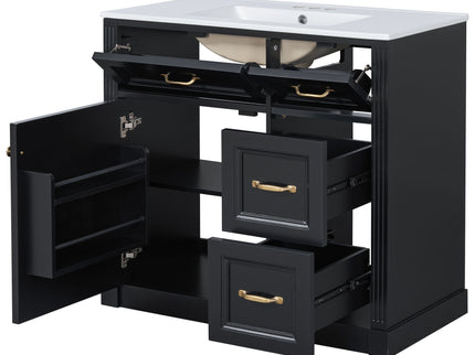 Modern Bathroom Vanity With Sink, 4 Drawers, Soft-Close Door, Adjustable Shelf