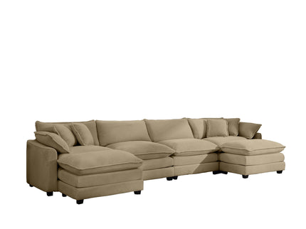 Oversized Modular Cushion Sofa With Ottoman, Low Back, Deep Seating Sofa Set