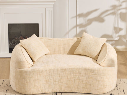 Curved 2 Person Compress Sofa With Armrests, Includes Pillows