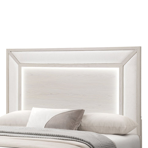 Ciara - King Bed With LED Panel Headboard, Low Profile Design - Beige