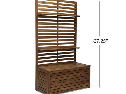 Storage Bench With Rack - Teak