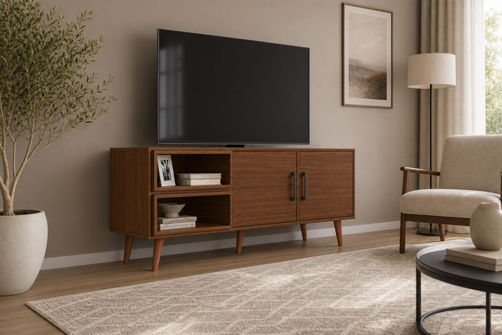 TV Stand For TVs Up To 60" With 2 Doors And 2 Open Shelves