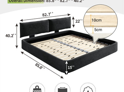 Cloud Bed Frame With Oversized Padded Movable Headboard