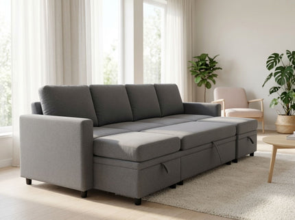 Extra Wide U - Shape Convertible Sleeper Sofa Bed With Dual Storage Ottoman
