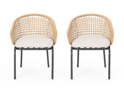 Outdoor Wicker Chair With Powder Coated Iron Legs