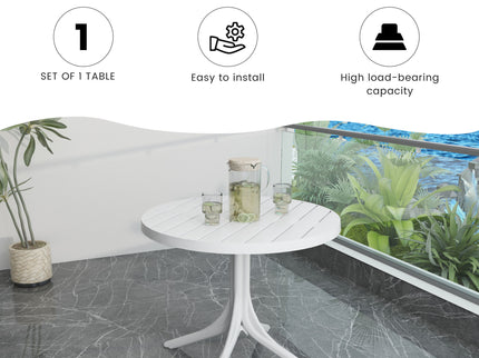 4 Piece Set Of Color Block Designed Single Chairs & Round Table - Cream White / Haze Green / White