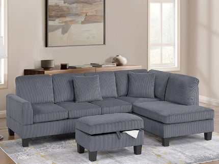 Sectional Sofa With Storage Ottoman And Pillows