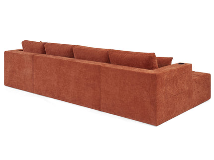 U - Shaped Sectional Sofa, Cup Holders & Side Pockets For Living Room