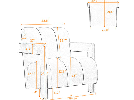 Modern Minimalist Leisure Armchair With L Shaped Armrests