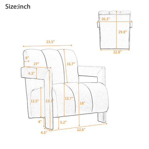 Modern Minimalist Leisure Armchair With L Shaped Armrests