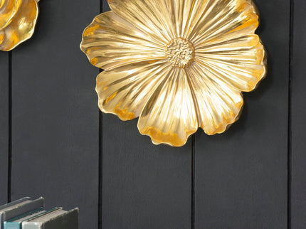 Rose Hanging Resin Wall Accents (Set of 2) - Gold