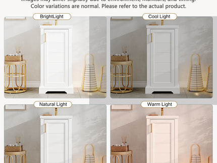 Bathroom Vanity With Sink, Soft Close Door, Adjustable Shelf, Freestanding Single Unit - White