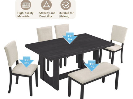 Dining Table Set, Rectangular Kitchen Table With Upholstered Chairs