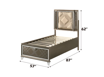 Skylar - Full Bed With LED & Storage - Dark Champagne