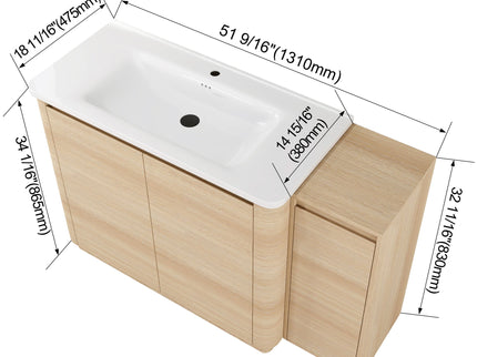 Freestanding Bathroom Vanity With Sink, 1 Small Storage Cabinet, Soft Close Door