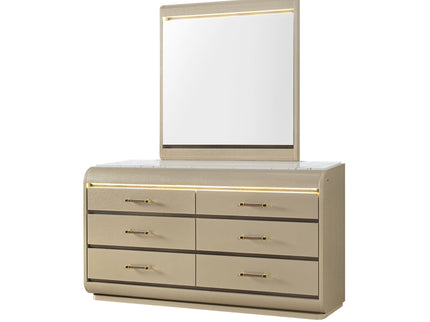 Gigi - Mirror With LED Lights, Large Scale Design For Dressers - Gold