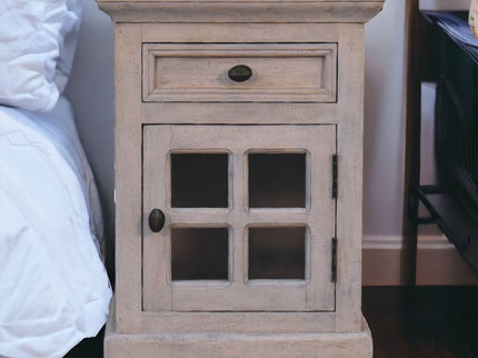Glazed Bedside Table - Stone White