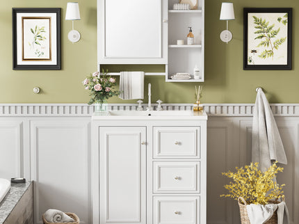 Bathroom Vanity With Sink, Modern Elegant Bathroom Storage Cabinet With 3 Drawers And Adjustable Shelves, Freestanding Vanity Set With Mirror Cabinet, Single Sink Bathroom Vanity