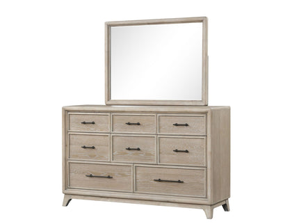 8 Drawers Dresser With Mirror, Bedroom Furniture - Oak