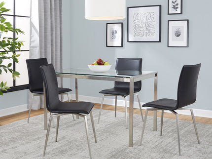 Fuji Mason - Upholstered Swivel Contemporary Dining Set Dining Set, Glass, 5 Piece
