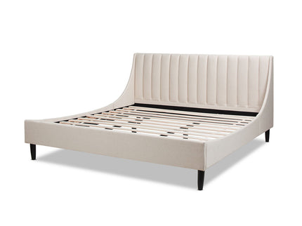 Aspen - King Vertical Tufted Headboard Platform Bed Set - Light Beige