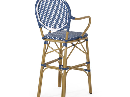 Outdoor Wicker And Aluminum French Barstools (Set of 2)