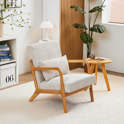 Accent Arm Chair With Pillow Upholstered