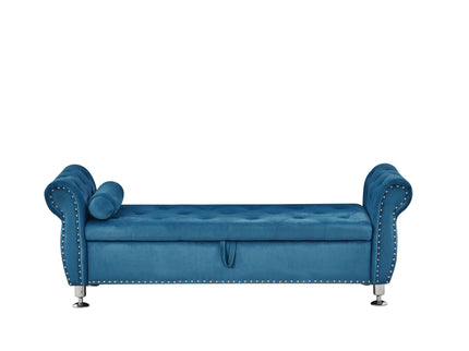 Storage Bench With Crystal Buttons And 1 Pillow For Bedroom