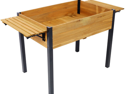 Raised Garden Bed With Metal Legs And Folding Storage Shelf