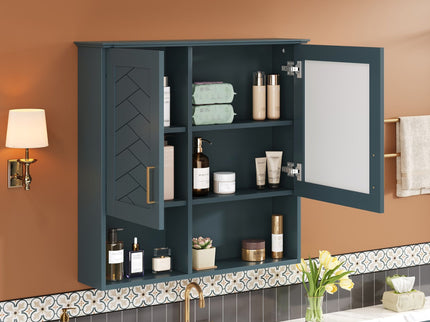2 In 1 Wall-Mounted Mirror Cabinet With Adjustable Shelves, Soft-Close Doors, High-Definition Mirror & Storage