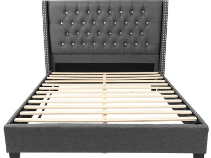 Contemporary Style Bed With Diamond Tufted Headboard