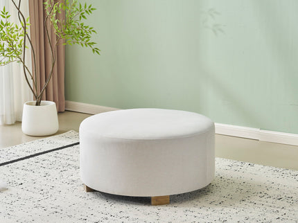 Round Ottoman, Minimalist Footstool - White