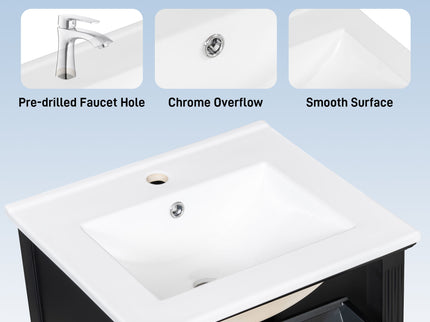 Bathroom Vanity With Sink, Adjustable Shelf, Tilt-Out Drawer