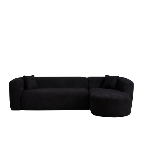 L - Shape Boneless Cloud Couch With 2 Throw Pillows For Living Room