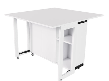 3 In 1 Foldable Side Table With 4 Storage Shelves