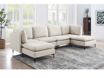 Upholstered Modular Sectional With Medium Firm Seat Cushion - Almond