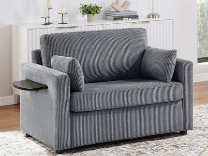 Sleeper Sofa With Foldable Mattress, USB Ports, Side Table & Storage Pocket