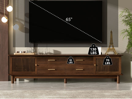 TV Stand For 85" TVs, 4 Smooth Glide Drawers - Walnut