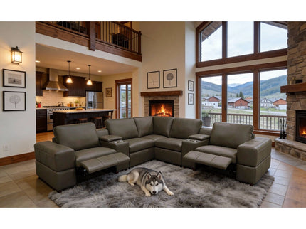 Upholstered Large Arms Sectional With Recliner Seats