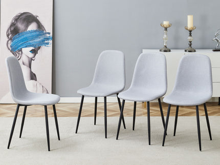 Modern Medieval Style Cushioned Side Chairs Set With Metal Legs For Kitchens