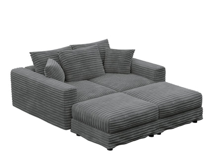 Deep Seat Convertible Sofa With Soft Pillows And Ottomans