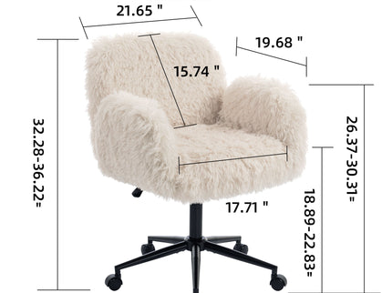 Swivel Chair With Adjustable Armrests And Wheels For Home Office - Beige