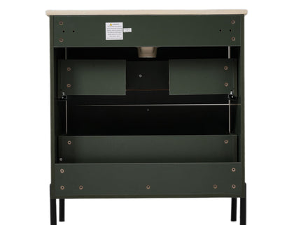 Bathroom Vanity With Ceramic Sink, Fluted Design