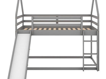 House Shape Bunk Bed With Slide And Ladder