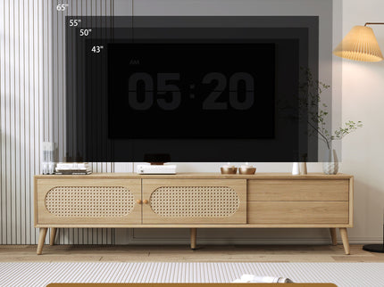 TV Stand For TVs Up To 80", Media Console, Cabinet - Natural