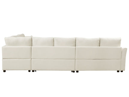 L-Shaped Sofa Convertible Sofa Bed Pull Out Sofa Sleeper With Two Back Pillows, Two USB Ports And Two Power Sockets For Living Room