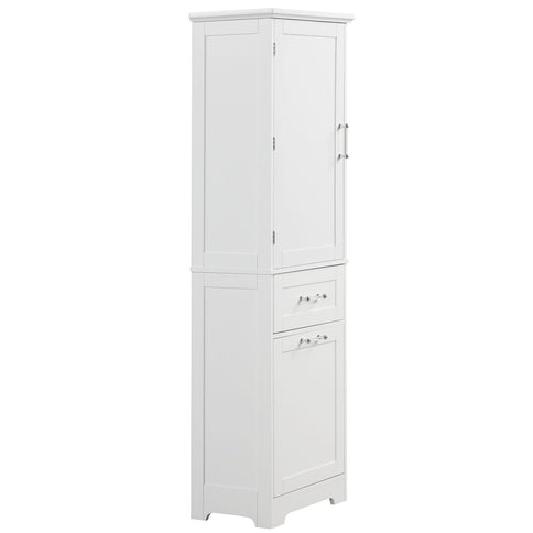 Tall Freestanding Bathroom Storage Cabinet With Adjustable Shelf And 2 Drawers