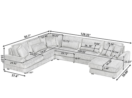 U - Sectional Sofa With Chaise Lounge, Oversized Living Room Couch